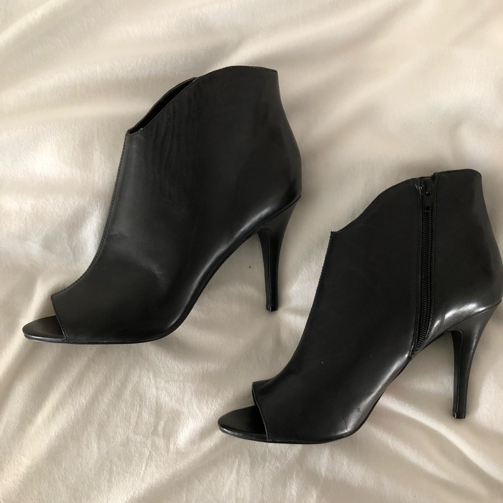Nine West Black Peep-Toe Heeled Boots